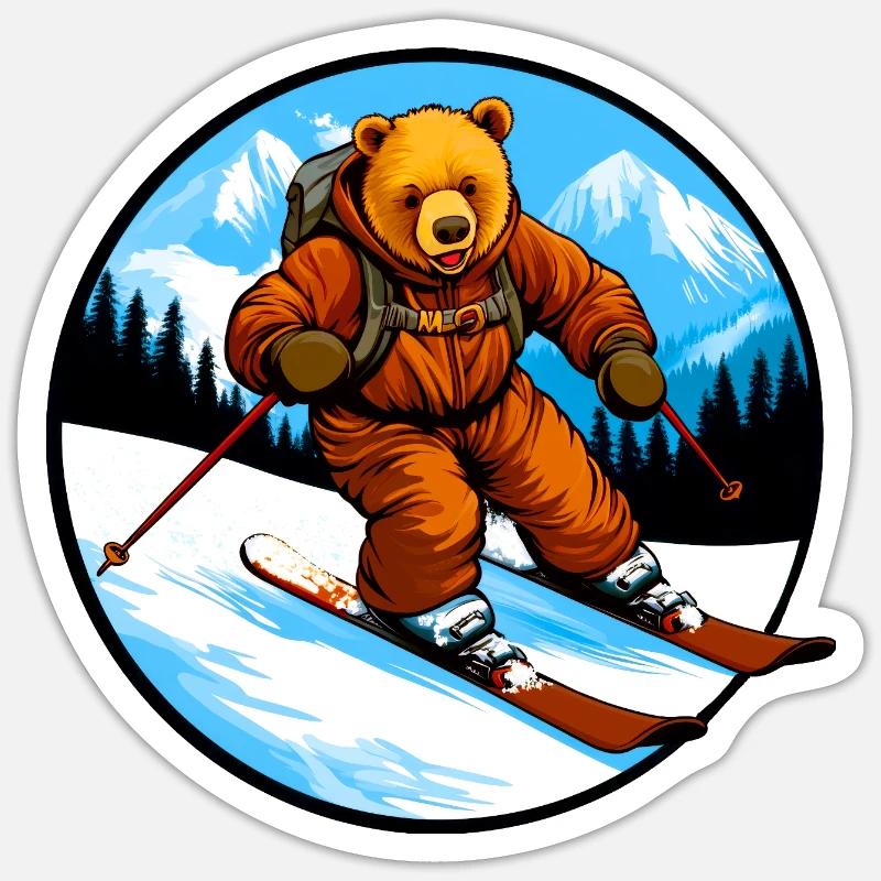 Ski Bär Sticker Größe S (10 x 10 cm)
