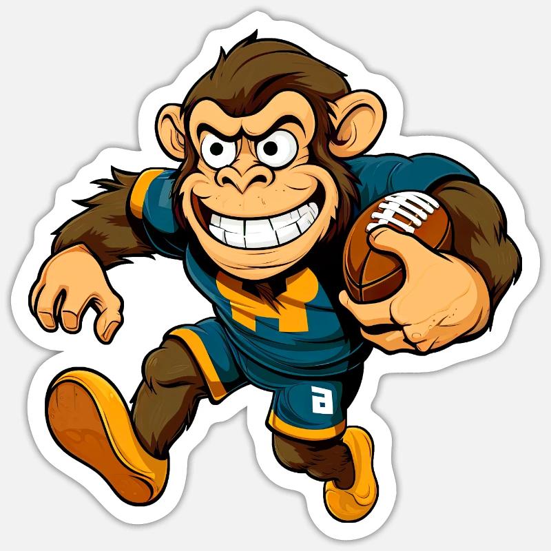 Monkey Rugby - Sticker size S (10 x 10 cm) - white matte