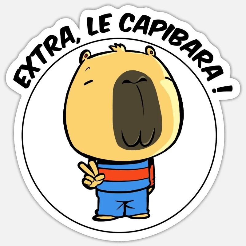 Extra, le capibara - Sticker taille S (10 x 10 cm) - blanc mat