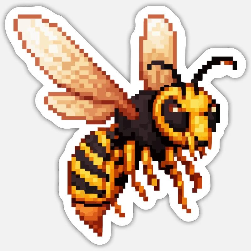 Pixel Hornet Bee - Sticker size S (10 x 10 cm) - white matte