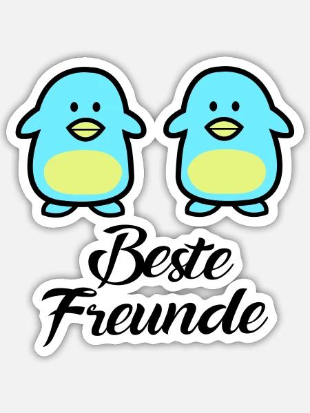 Pinguine Beste Freunde - Sticker Größe S (10 x 10 cm) - Mattweiß
