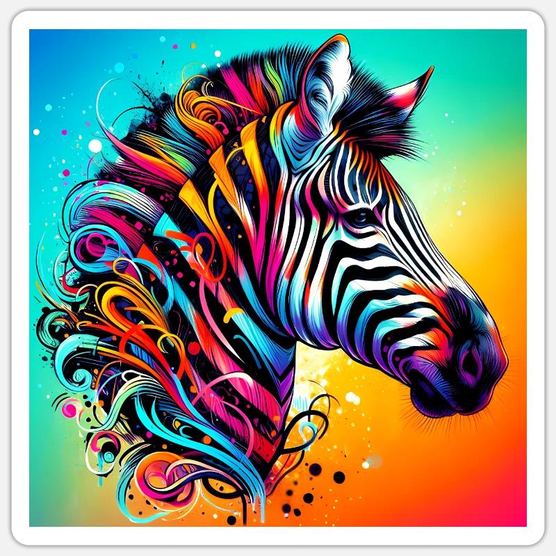 Zebra - Sticker Größe S (10 x 10 cm) - Mattweiß