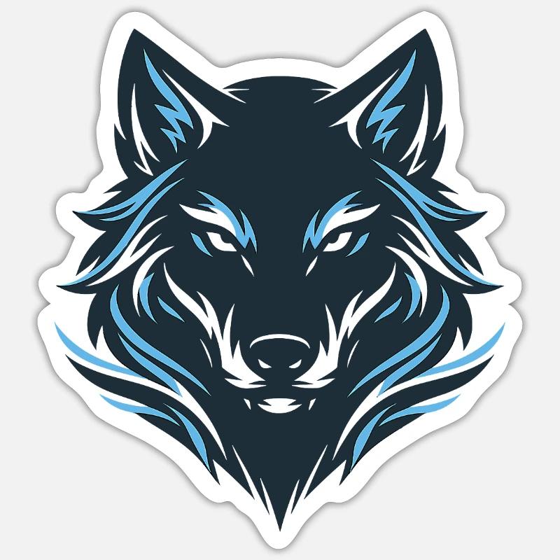 Blue Night Wolf Emblem - Sticker size S (10 x 10 cm) - white matte