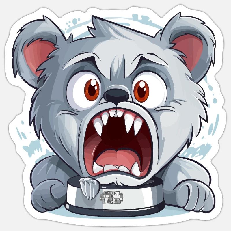 Wütender Cartoon-Bär - Sticker Größe S (10 x 10 cm) - Mattweiß