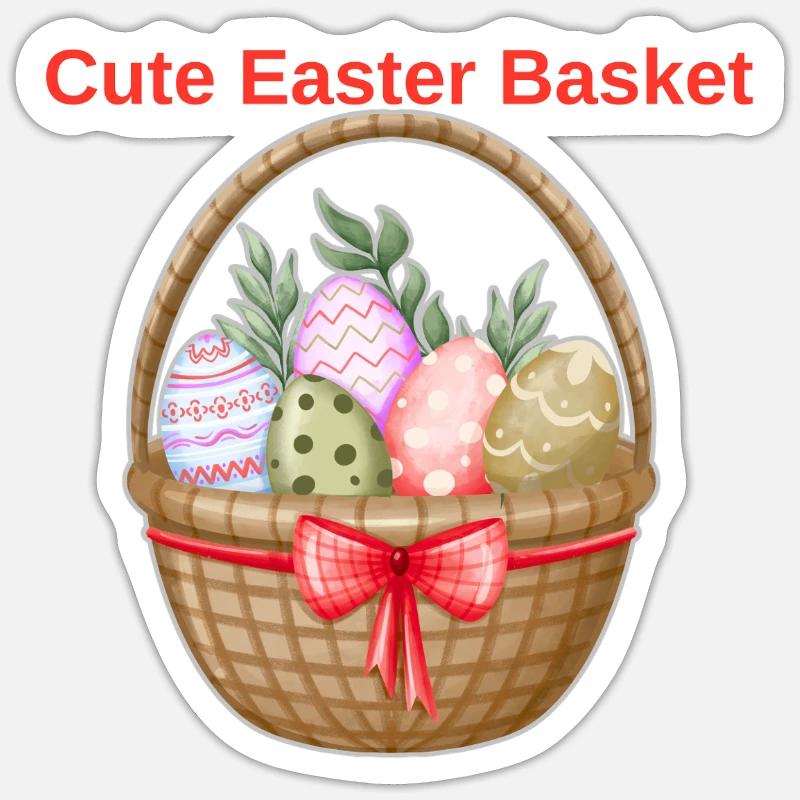 Cute Easter Basket Shirt – Easter Eggs Tee Sticker size S (10 x 10 cm)
