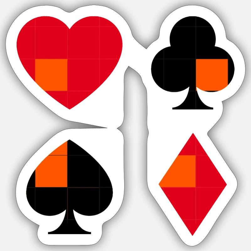 Sammlung geometrischer Kartenanzüge - Sticker Größe S (10 x 10 cm) - Mattweiß