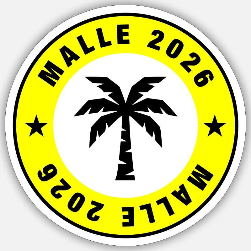 Malle 2026 Palm Tree Circle - Sticker size S (10 x 10 cm) - white matte