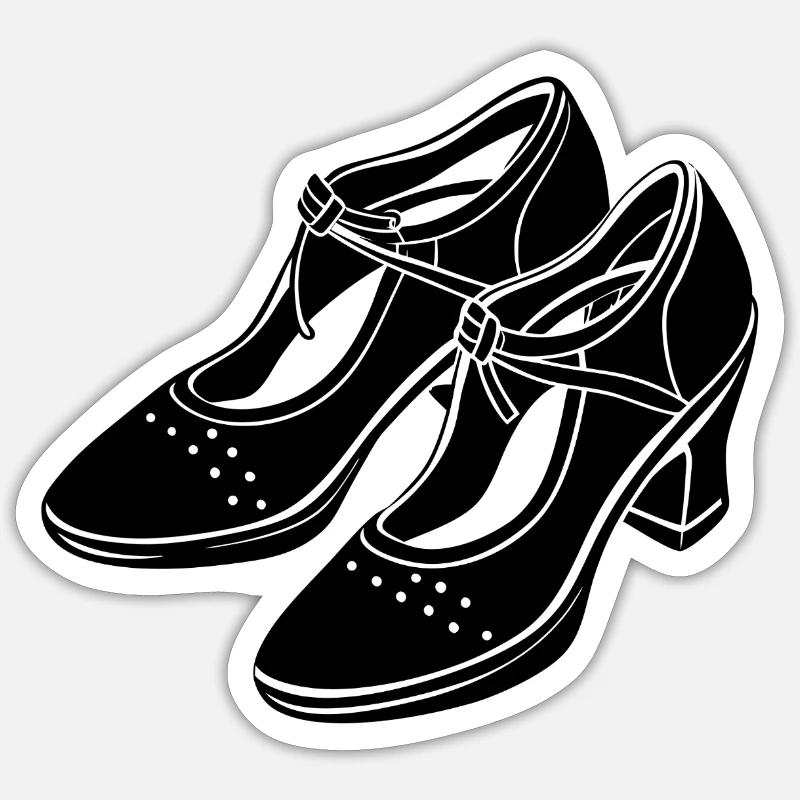 Chaussures de danse - Sticker taille S (10 x 10 cm) - blanc mat