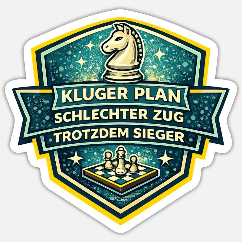 Schachheld Badge: Kluger Plan Sieger Sticker Größe S (10 x 10 cm)