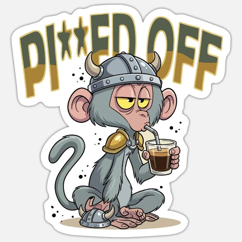 Monkey_1 - Sticker taille S (10 x 10 cm) - blanc mat