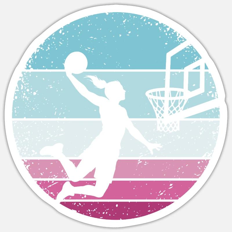 Basket-ball féminin - Sticker taille S (10 x 10 cm) - blanc mat