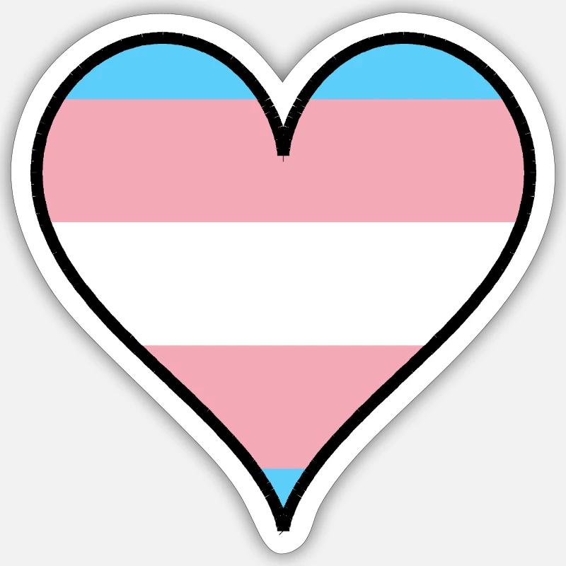 Trans Pride Herz - Sticker Größe S (10 x 10 cm) - Mattweiß