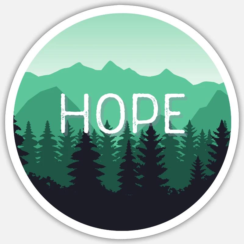 Hoffnung, Wald, Berglandschaft - Sticker Größe S (10 x 10 cm) - Mattweiß