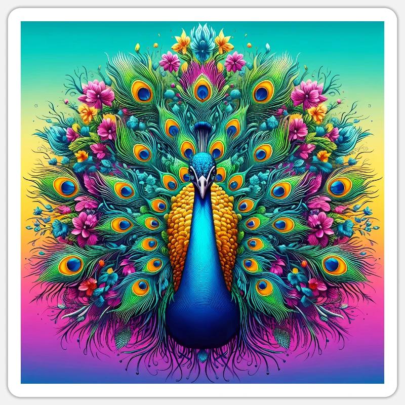 peacock - Sticker size S (10 x 10 cm) - white matte