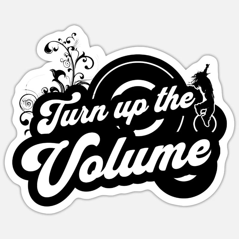 Volume Up — Schwarzes Retro-Skript - Sticker Größe S (10 x 10 cm) - Mattweiß