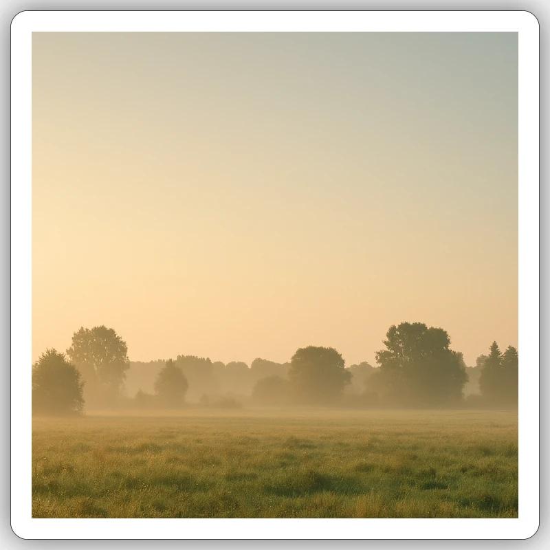 Brouillard matinal sur la prairie dorée Sticker taille S (10 x 10 cm)