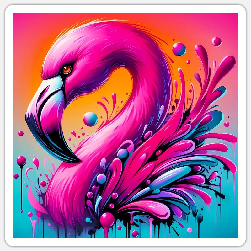 Flamant - Sticker taille S (10 x 10 cm) - blanc mat