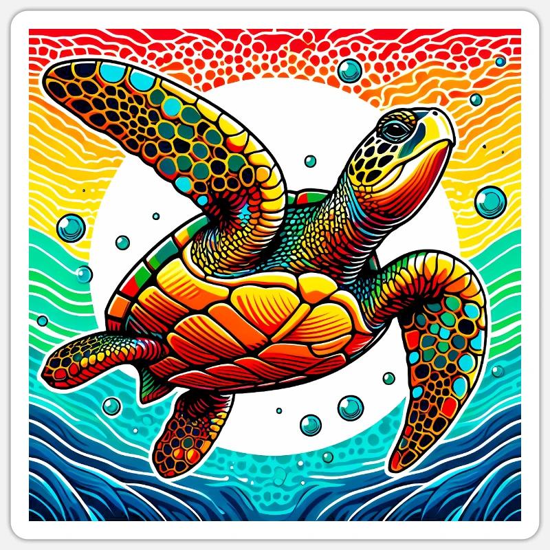 Schildkröte - Sticker Größe S (10 x 10 cm) - Mattweiß