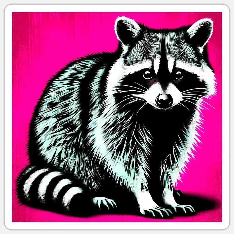 Raton laveur - Sticker taille S (10 x 10 cm) - blanc mat