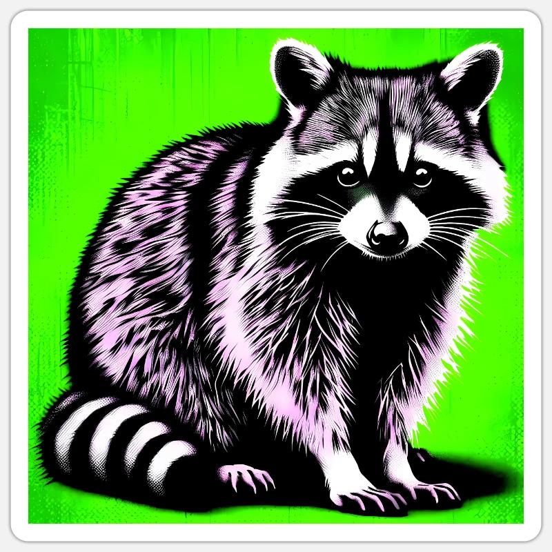 Waschbär - Sticker Größe S (10 x 10 cm) - Mattweiß
