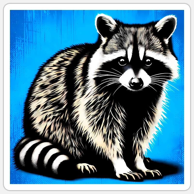 Waschbär - Sticker Größe S (10 x 10 cm) - Mattweiß