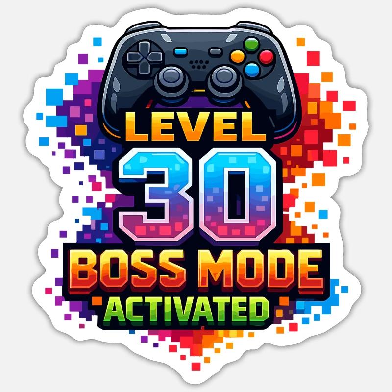 Level 30 Baasmodus ingeschakeld Sticker maat S (10 x 10 cm)