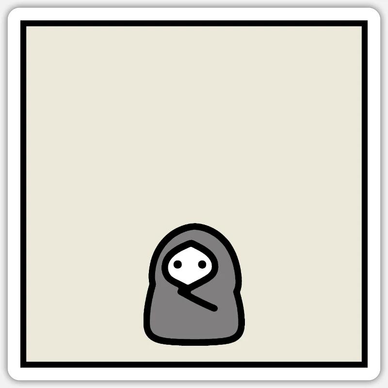 Introvert Cocoon Minimal Meme Character Sticker size S (10 x 10 cm)