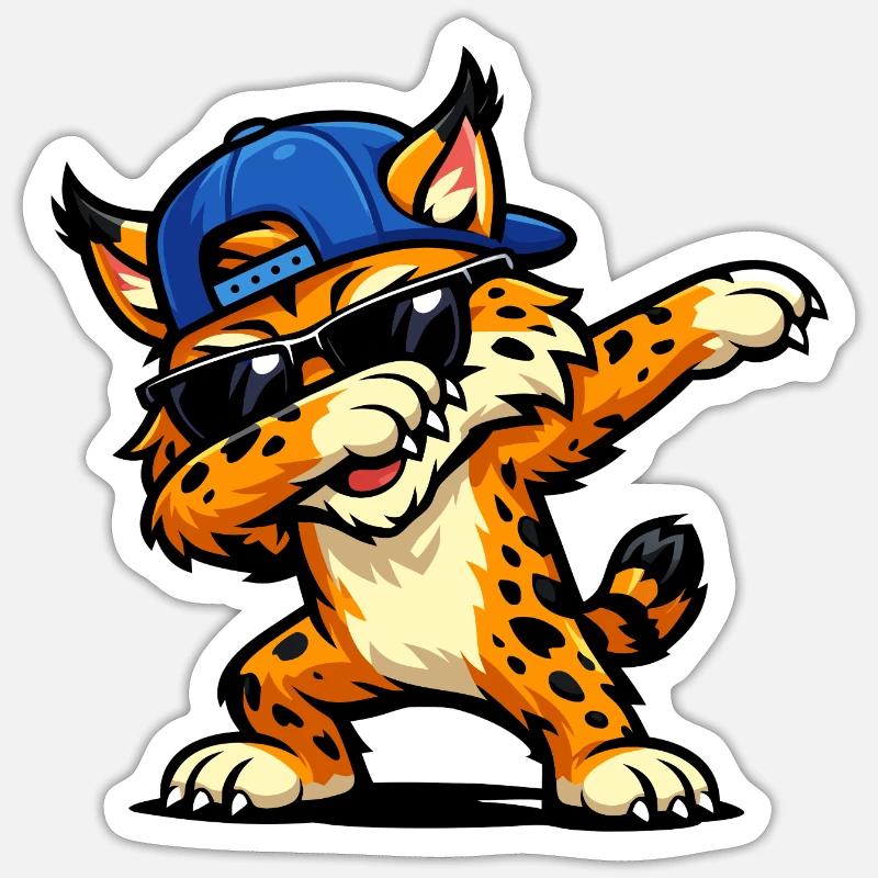 Tabbing du lynx roux - Sticker taille S (10 x 10 cm) - blanc mat