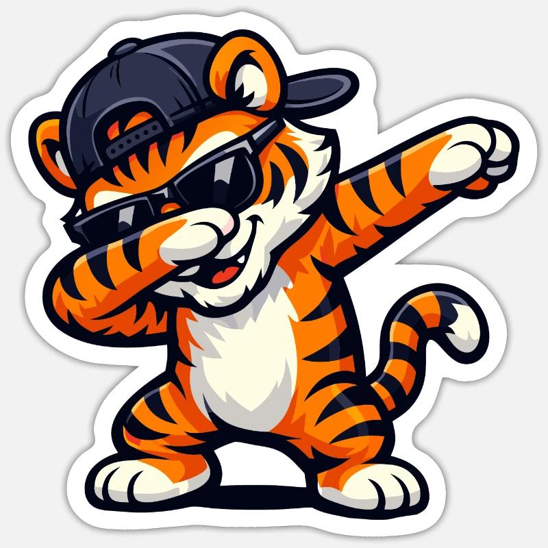 Dabbing Tiger Sticker size S (10 x 10 cm)