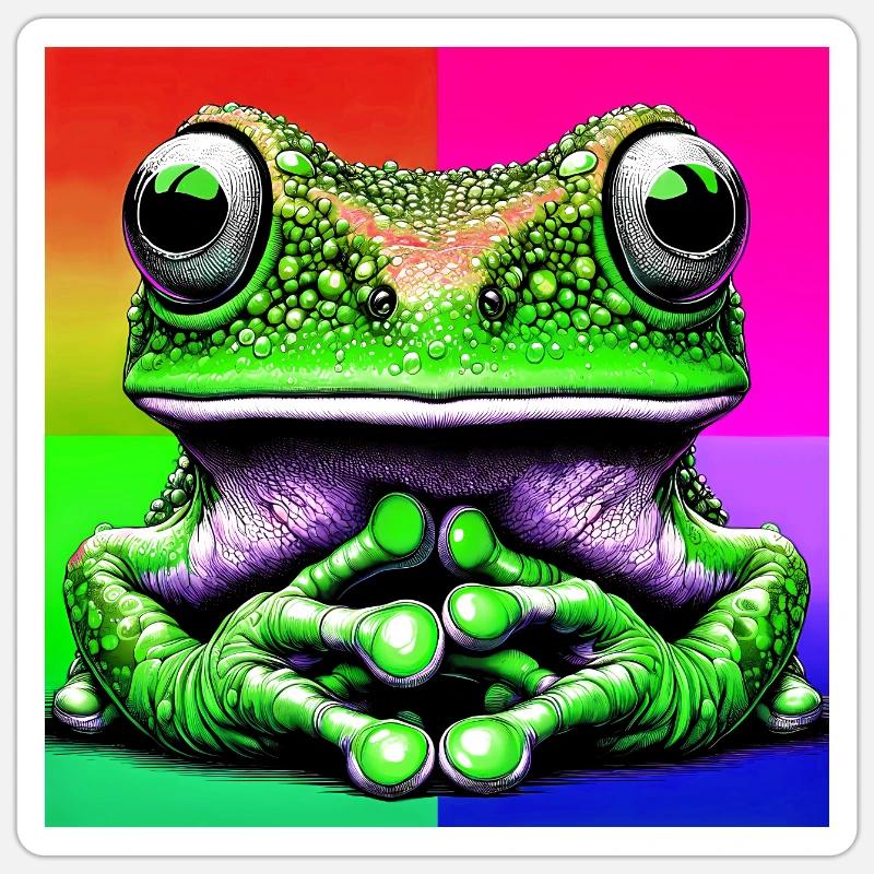 grenouille - Sticker taille S (10 x 10 cm) - blanc mat