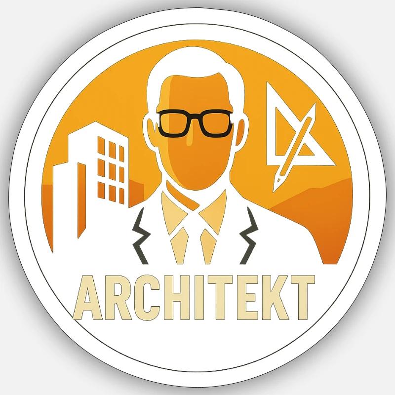 Architekt Icon Bauplan - Sticker Größe S (10 x 10 cm) - Mattweiß