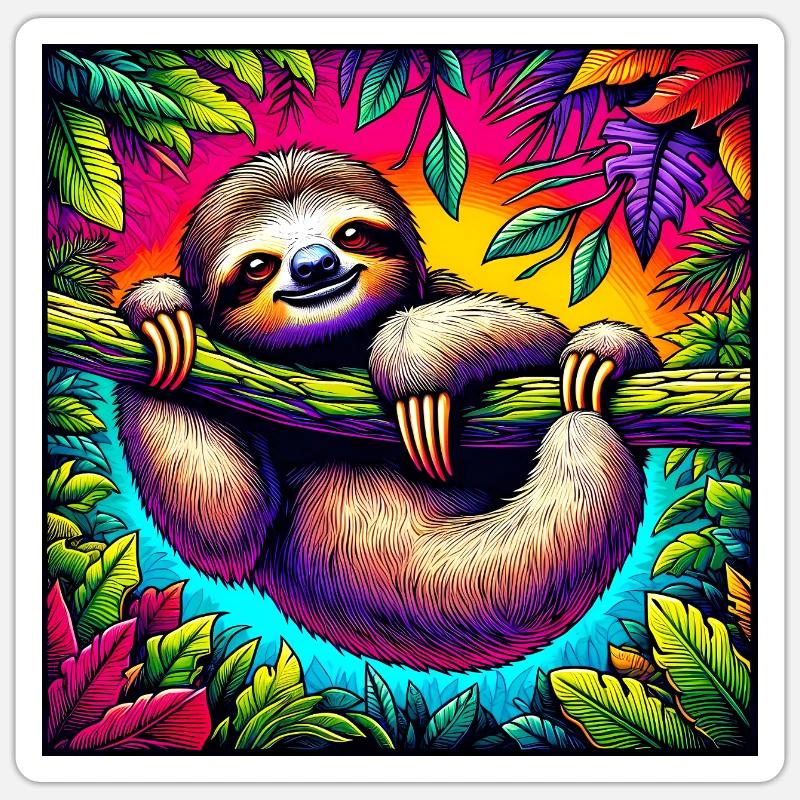 Faultier - Sticker Größe S (10 x 10 cm) - Mattweiß