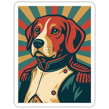 Dog General Style Poster Rétro Design Vintage - Sticker taille S (10 x 10 cm) - blanc mat - Devant