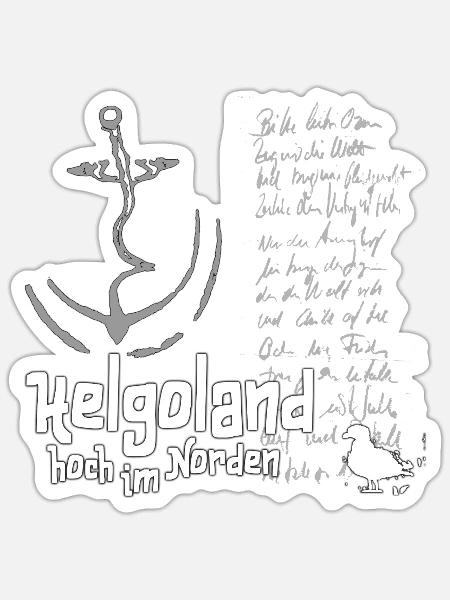 Helgoland Nordsee Nautik Illustration - Sticker Größe S (10 x 10 cm) - Mattweiß