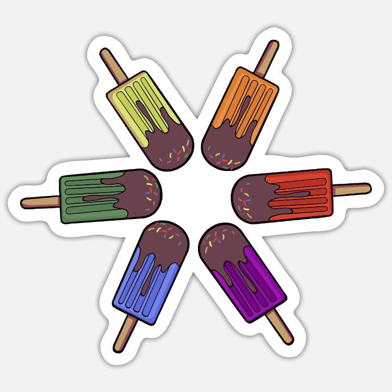 Rainbow Popsicle Circle - Sticker size S (10 x 10 cm) - white matte