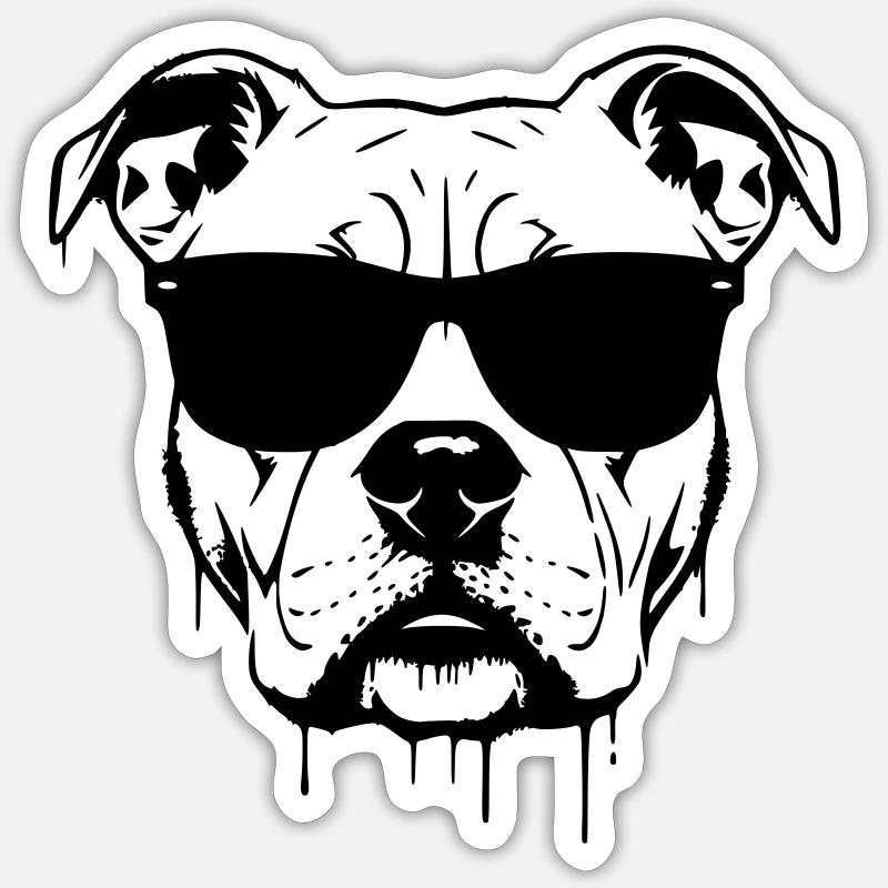 Pitbull Glasses Graffiti - Sticker size S (10 x 10 cm) - white matte
