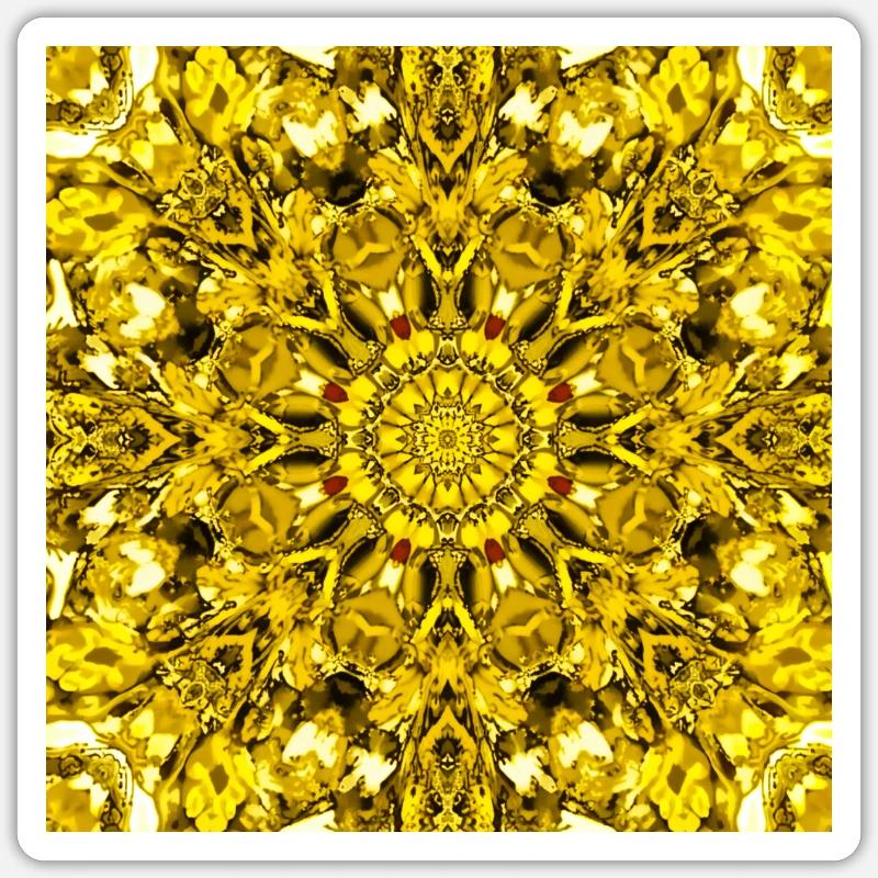Yellow mandala radial pattern - Sticker size S (10 x 10 cm) - white matte