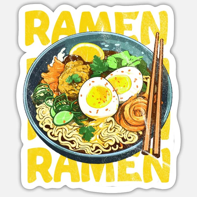 Ramen - Sticker taille S (10 x 10 cm) - blanc mat