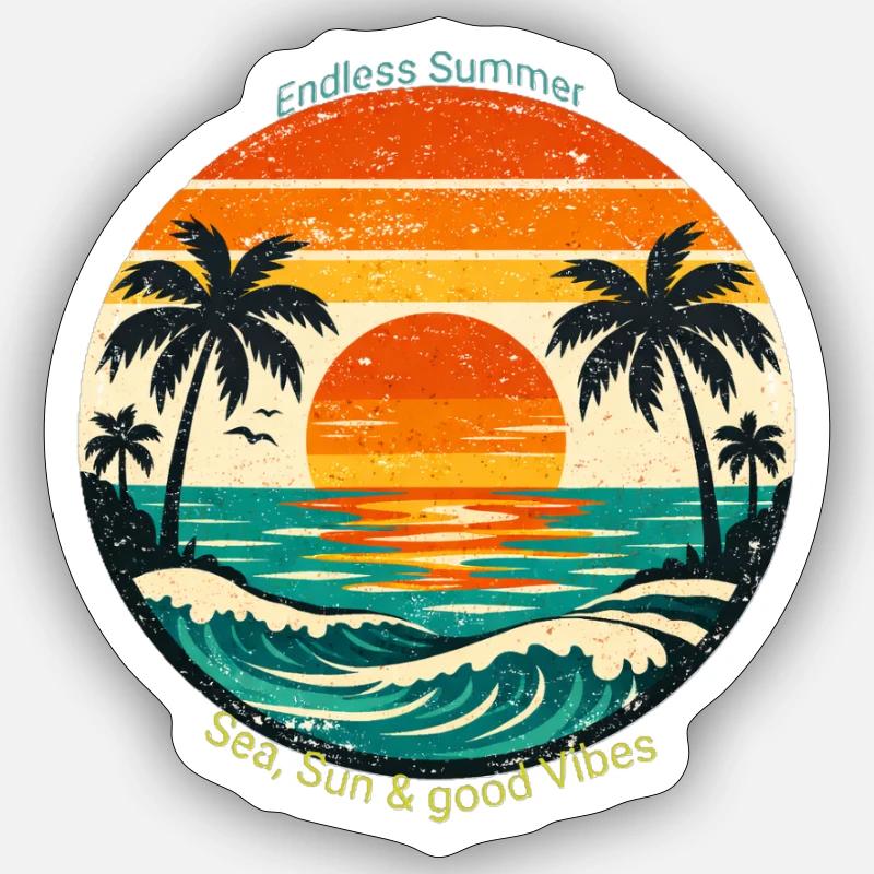 Endless Summer: Sea, Sun & Vibes - Sticker size S (10 x 10 cm) - white matte