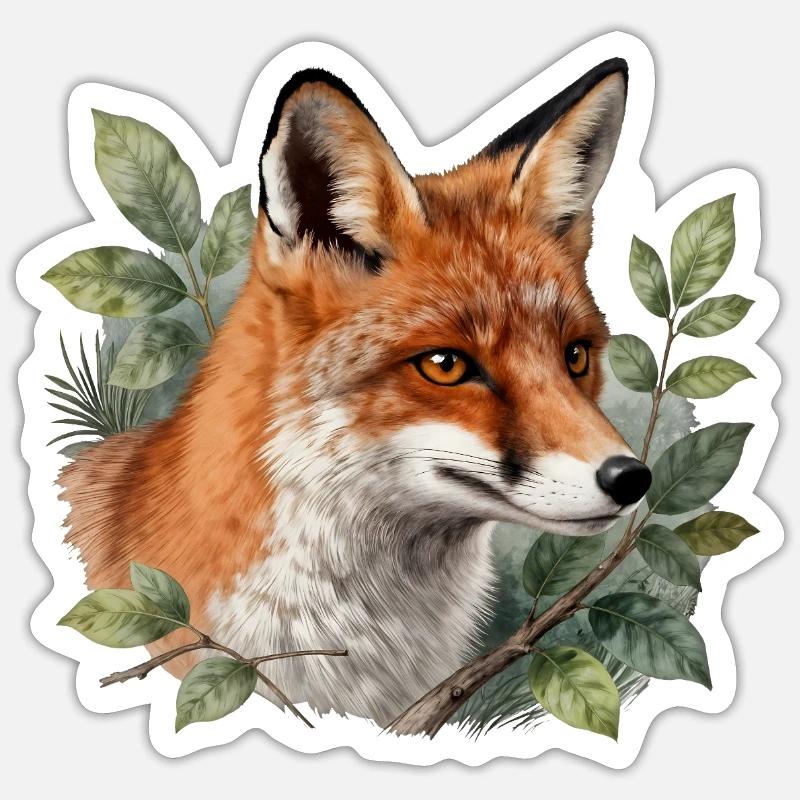 Botanical Fox - Sticker size S (10 x 10 cm) - white matte
