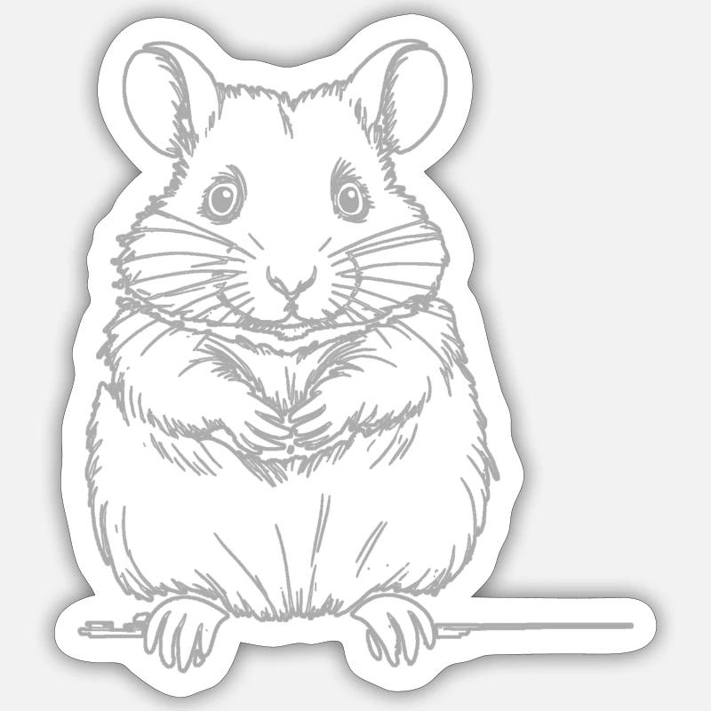 Hamster mignon - Sticker taille S (10 x 10 cm) - blanc mat