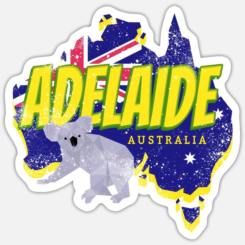 Souvenir de coala rétro et drapeau d’Adélaïde, Australie Sticker taille S (10 x 10 cm)