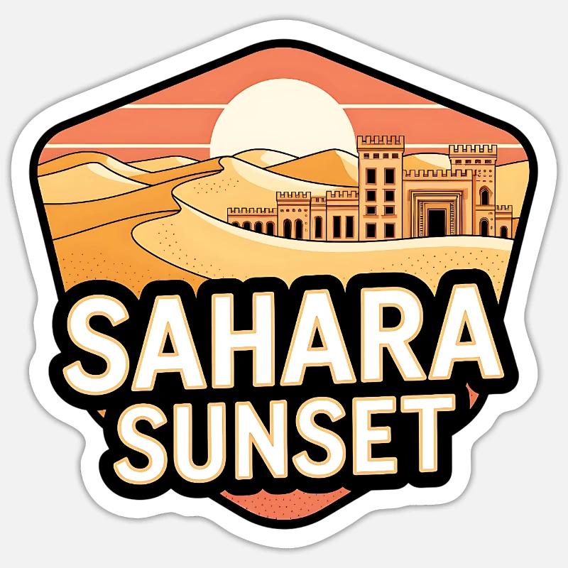 Château du Coucher du Soleil Sahara Sticker taille S (10 x 10 cm)