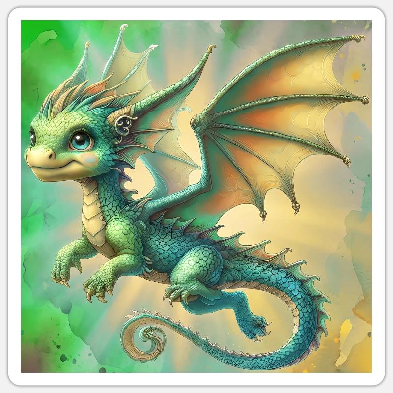 Drache - Sticker Größe S (10 x 10 cm) - Mattweiß