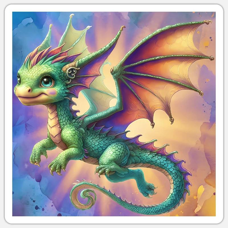 Drache - Sticker Größe S (10 x 10 cm) - Mattweiß