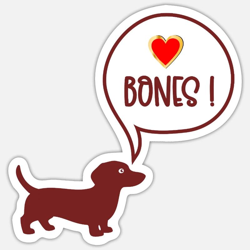 Chew Bone Dachshund - Sticker size S (10 x 10 cm) - white matte