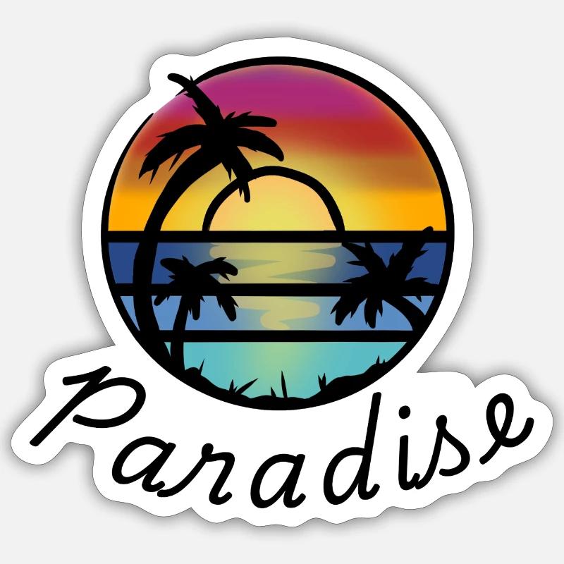 Sunset Palm Circle - Sticker Größe S (10 x 10 cm) - Mattweiß