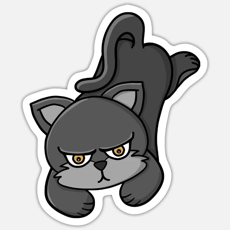 Chat Gris Grognon Sticker taille S (10 x 10 cm)