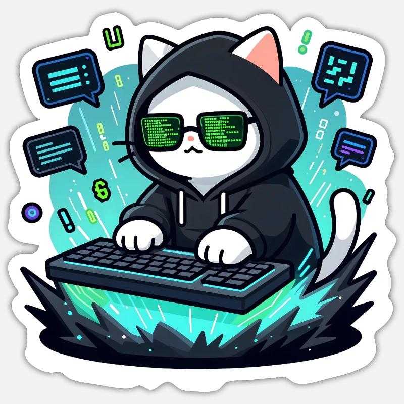 Chat-Hacker - Sticker Größe S (10 x 10 cm) - Mattweiß