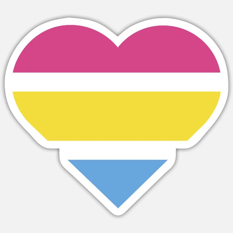 Pride Flag Heart · Pansexual - Sticker size S (10 x 10 cm) - white matte